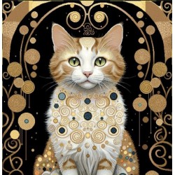 Carré-chat stylisé roux avec lurex