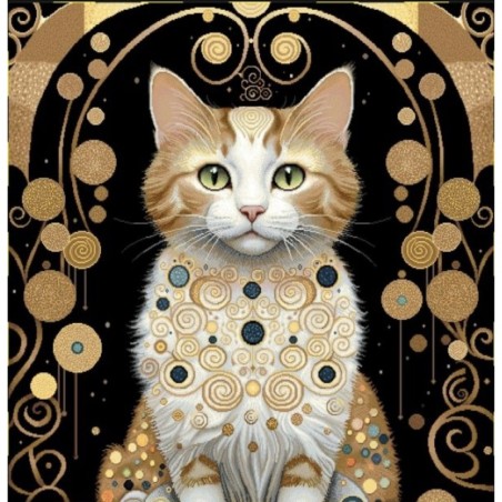 Carré-chat stylisé roux avec lurex