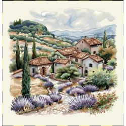 Carre-champ lavande et maison