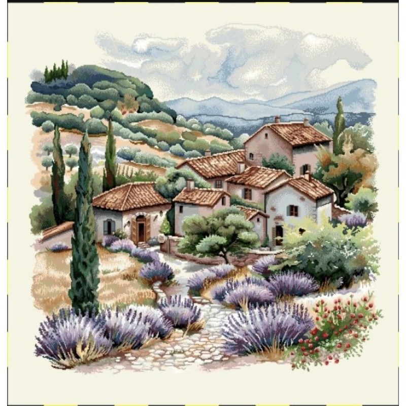 Carre-champ lavande et maison