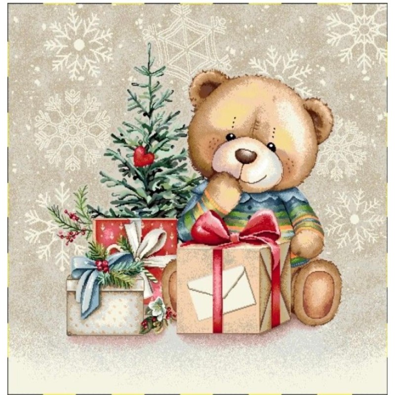 Carré -Ourson et sapin