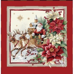 Carre-Pere Noël, poinsetia cadre rouge