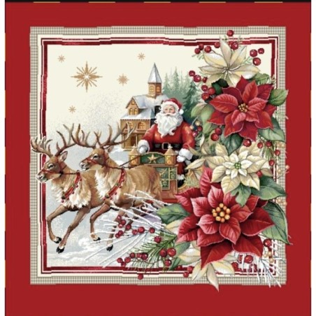 Carre-Pere Noël, poinsetia cadre rouge