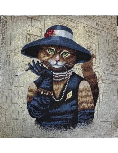 carré, jacquard, coussin, sac, animaux, chat, cigarette