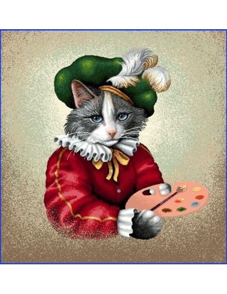 carré, jacquard, coussin, sac, animaux, chat peintre