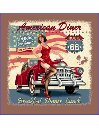 carré, jacquard, coussin, sac, diner, américain, usa, route 66