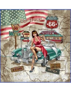 carré, jacquard, coussin, sac, pin up, route 66, américain, usa