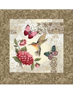 carré, jacquard, coussin, sac, animaux, oiseaux, insecte, colibri, papillon