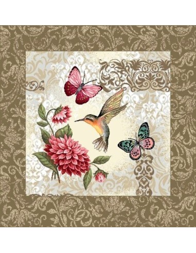 carré, jacquard, coussin, sac, animaux, oiseaux, insecte, colibri, papillon