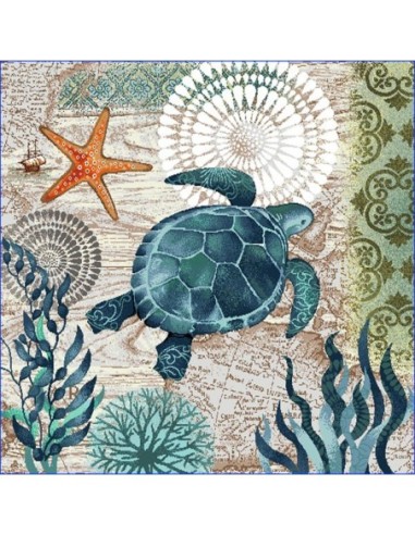 carré, jacquard, coussin, sac, animaux, mer, tortue