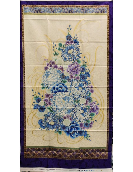 panneau, japonais, fleurs, patchwork