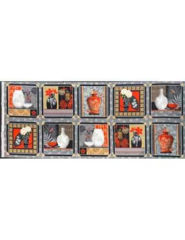 panneau, japonais, vase, ancien