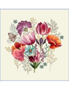 carré, jacquard, coussin, sac, fleurs, bouquet, printemps