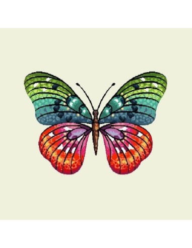 carré, jacquard, coussin, sac, insecte, papillon, arc en ciel