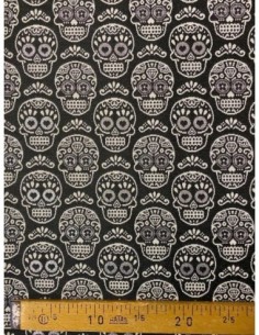 ameublement, tissu épais, rideau, tête de mort, argent, argenté