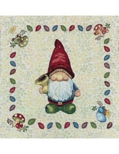 carré, jacquard, coussin, sac, nain de jardin