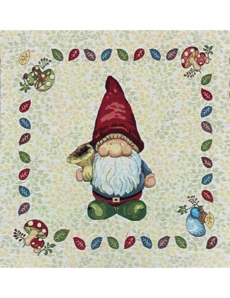 carré, jacquard, coussin, sac, nain de jardin