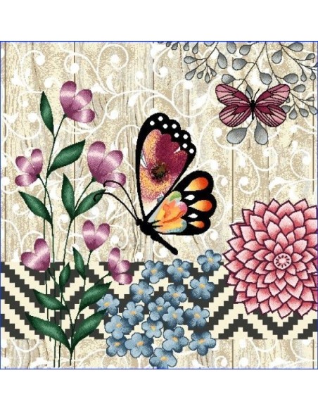 carré, jacquard, coussin, sac, fleurs, insecte, papillons