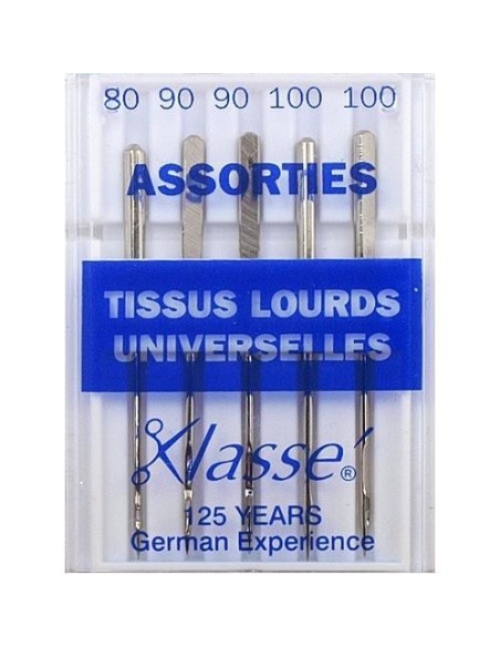 mercerie, aiguilles machine à coudre, universelles, tissus lourds