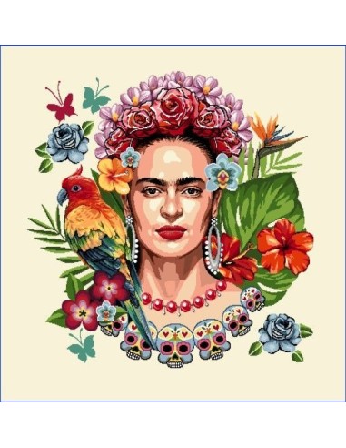 carré, jacquard, coussin, sac, frida khalo perroquet