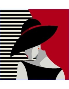 carré, jacquard, coussin, sac, femme en noir