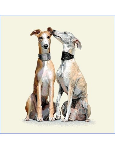 carré, jacquard, coussin, sac, animaux, chiens, lévriers