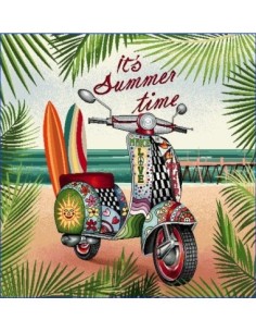 carré, jacquard, coussin, sac, scooter à la plage, vintage, surf, summer