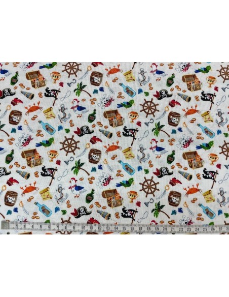 patchwork, pirate, enfants, blanc,bleu