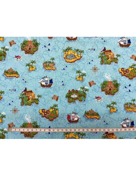 patchwork, pirate, enfants, blanc,bleu,tresors,iles