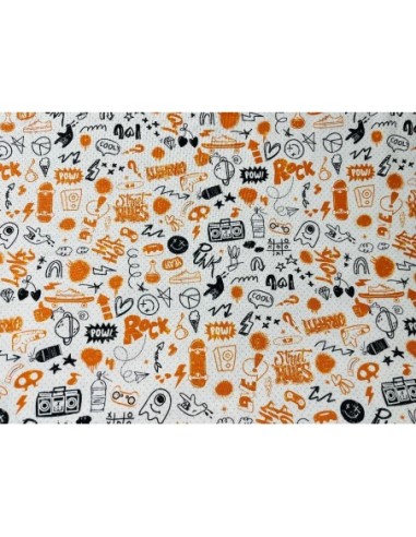 tissu graffiti ideal creation patchwork,coussins,sac,pochette,oreiller....
