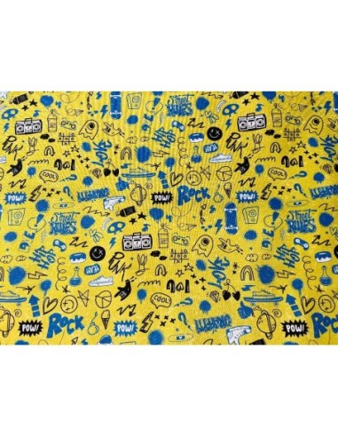 tissu graffiti ideal creation patchwork,coussins,sac,pochette,oreiller....