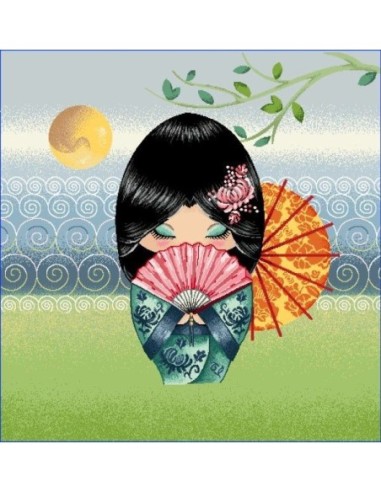 carré, jacquard, coussin, sac, kokeshi,poupee