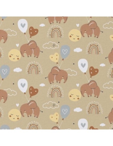 coton, cotonnade, elephant,enfant,ballon