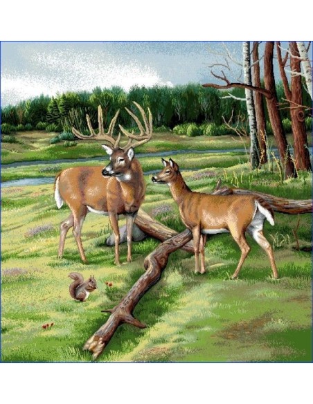 carré, jacquard, coussin, sac, cerf,biche,forêt,