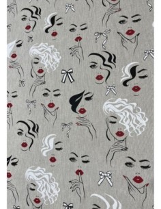 tissu style lin,visage,coco,,coton,polyester couture ideal creation patchwork,coussins,sac,pochette,oreiller.