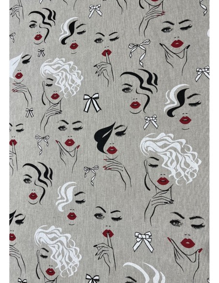 tissu style lin,visage,coco,,coton,polyester couture ideal creation patchwork,coussins,sac,pochette,oreiller.