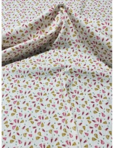 coton, cotonnade, fleurs,feuilles,pétales,blanc,moutarde,rose,joelle tissu…