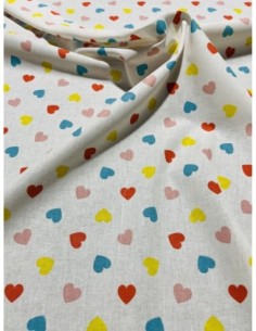 coton, cotonnade, fleurs,feuilles,blanc,coeur,,joelle tissu…