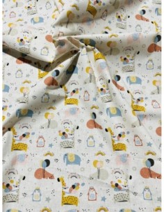 coton, cotonnade, enfants,girafe,éléphant,hiboux,chouettes