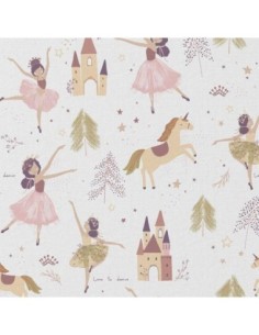 coton, cotonnade, enfants,danseuse,licorne,chateau..