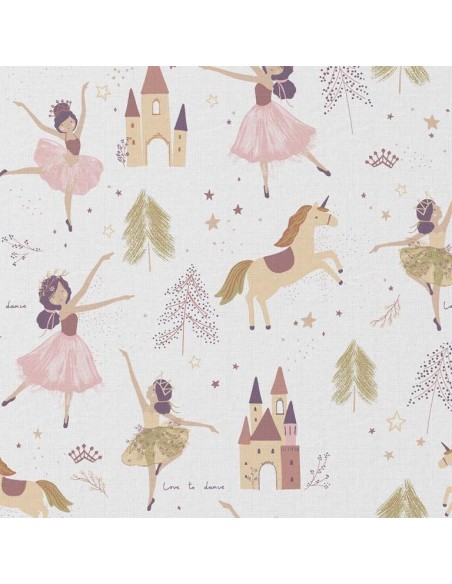 coton, cotonnade, enfants,danseuse,licorne,chateau..