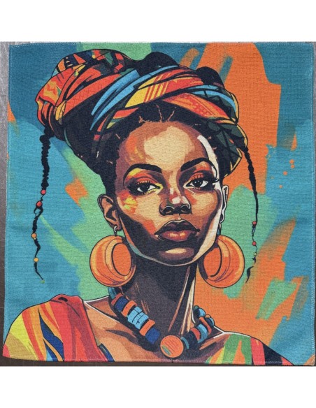 carré, jacquard, coussin, sac, action,africaine.