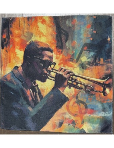 carré, jacquard, coussin, sac, jazz,musique,jazz man.