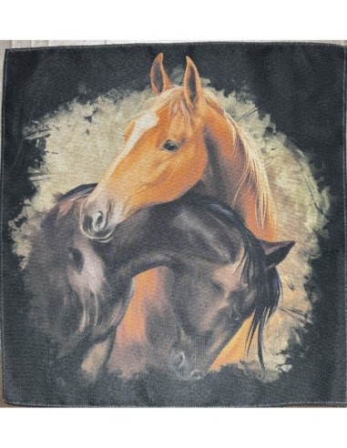 carré, jacquard, coussin, sac, chevaux,cheval,noir,marron.