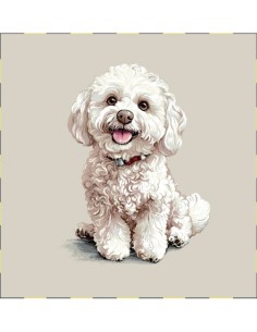 carré, jacquard, coussin, sac, animaux, chien, bichon frisé