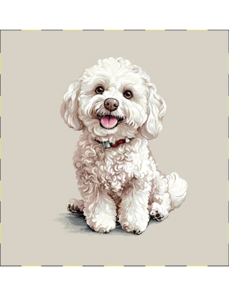 carré, jacquard, coussin, sac, animaux, chien, bichon frisé