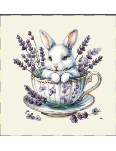 carré, jacquard, coussin, sac, animaux, chien, lapin tasse lavande