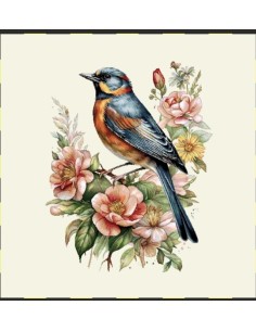 carré, jacquard, coussin, sac, animaux, chien, oiseaux et fleurs