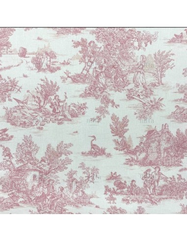 coton, cotonnade,toile de jouy coloris rouge