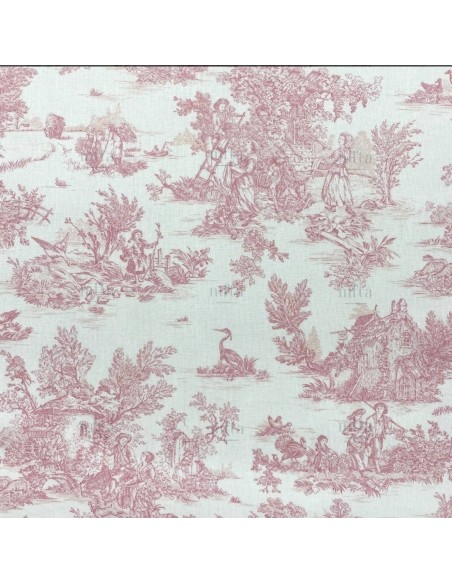 coton, cotonnade,toile de jouy coloris rouge
